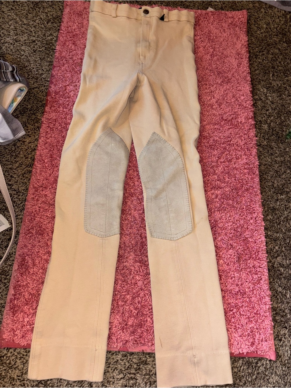 Beige Women's Riding Jeans with Knee Patches